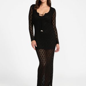 Alba Pointelle Maxi Dress - Black
