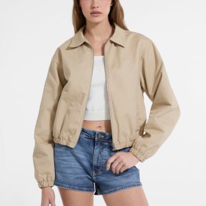 Embroidered Flight Jacket - Beige