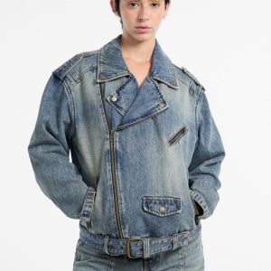 GUESS Originals Denim Motorcycle Jacket - Blue