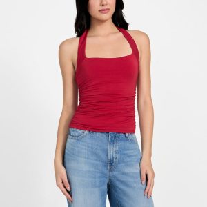 Eco Nora Halter Shirred Tank - Red