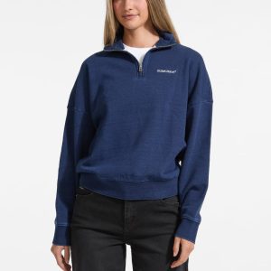 Dark Indigo Half-Zip Sweatshirt - Blue