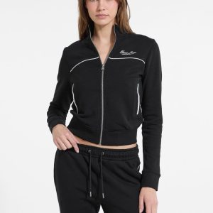 Embroidered Active Zip Sweatshirt - Black