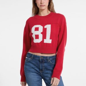 Cropped 81 Sweater Top - Red