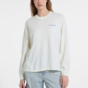 Logo Crewneck Long Sweater - White