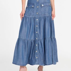 Eco Denim Maxi Skirt - Blue