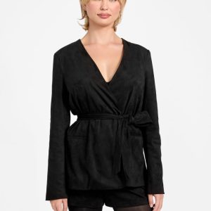 Mila Belted Blazer - Black