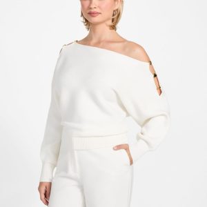 Eco Jamia Beaded Sleeve Sweater - White