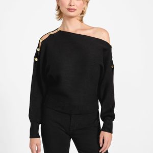 Eco Jamia Beaded Sleeve Sweater - Black