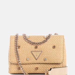 Giully II Raffia Rhinestone Mini Convertible Bag - Neutral