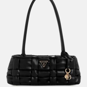 Marion Woven Shoulder Satchel - Black