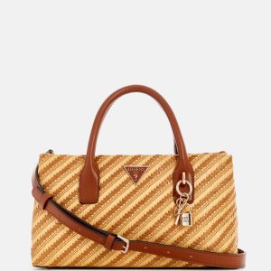 Simona Straw Small Satchel - Brown