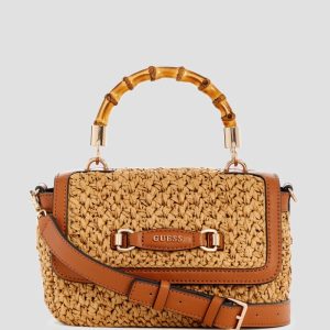 Siria Straw Top Handle Bag - Brown