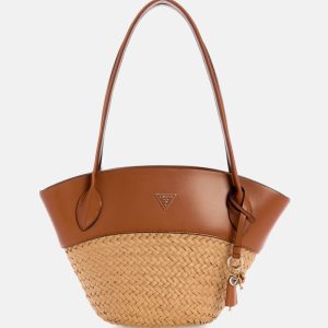 Venere Large Woven Tote - Brown