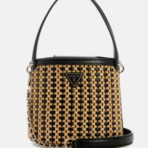 Atalia Raffia Crossbody Bucket Bag - Blue