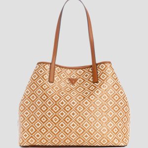 Vikky Straw Tote Set - Brown