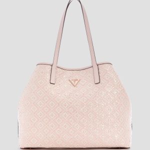 Vikky Straw Tote Set - Pink
