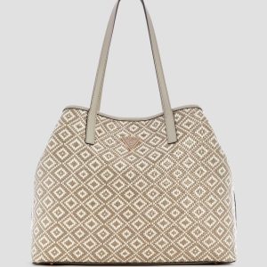 Vikky Straw Tote Set - Brown