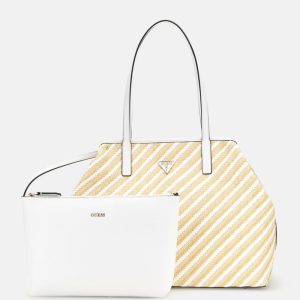 Vikky Woven Straw Tote Set - White
