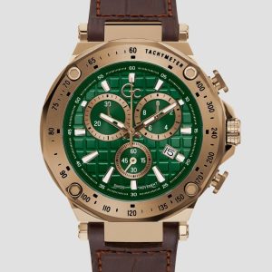 Gc Gold-Tone and Brown Leather Chronograph Watch - MultipleColors