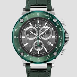 Green Leather Chronograph Watch - Green