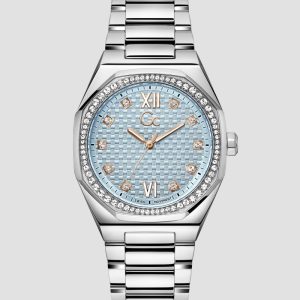 Gc Silver-Tone and Light Blue Crystal Analog Dial - Silver