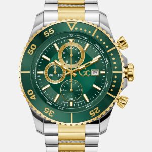 Gc Two-Tone and Green Multifunction Watch - MultipleColors